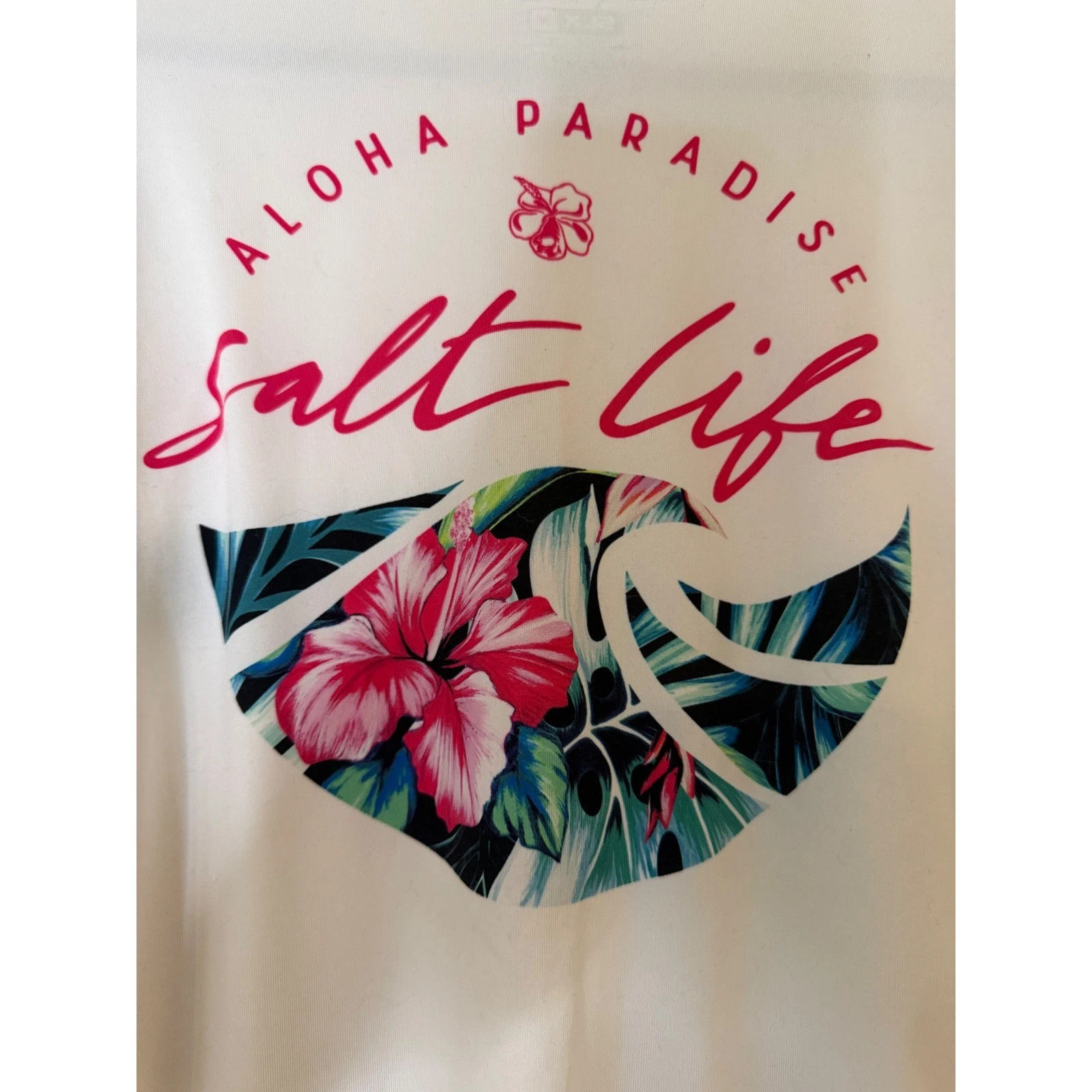 Salt Life Women's Long Sleeve Aloha Paradise Hibiscus Wave UV Shirt M
