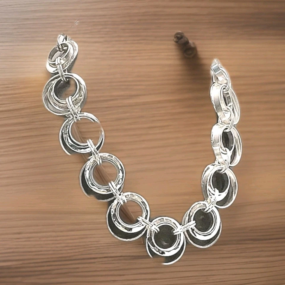 Impresionantes anillos en tono plata RLM Soho en anillos collar de 10" L + pendientes de 2,5" L Foto 3 de 4