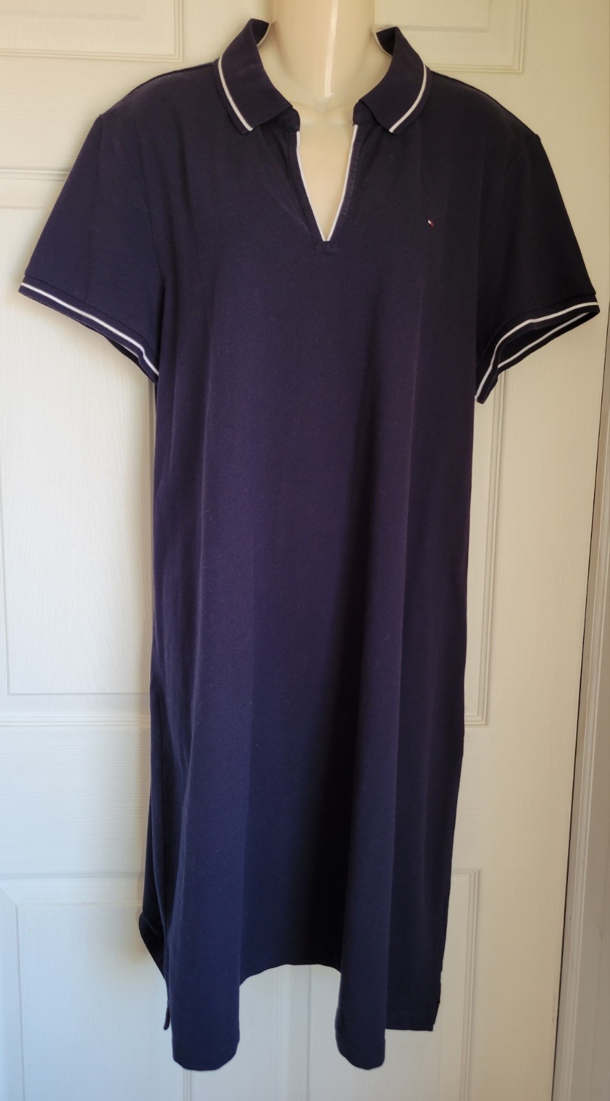 TOMMY HILFIGER women's ESSENTIAL Navy Blue V-NECK POLO DRESS XXL image 6