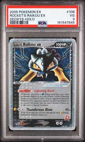 SWIRL PSA 3 2005 Pokemon Deoxys Rocket's Raikou EX Holo 108/107 Secret Rare