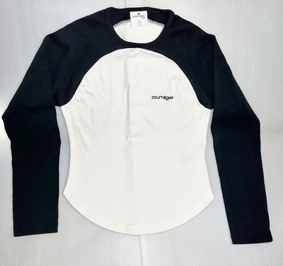 Courreges Circle Contrast T-Shirt Long Sleeve Mint Condition Sz. Large $350