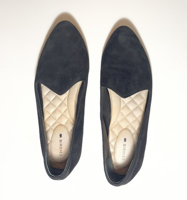 Birdies Heron Ballet Flat Black Suede Neutral Pointed Toe Cushioned Size 8