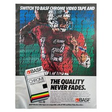BASF Chrome Video Cassette Vintage Magazine Print 80s Ad VHS Beta VCR 1983