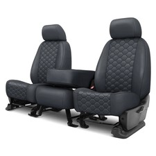 Caltrend Faux Leather Honeycomb Quilted 1st Row Dark Gray Custom Seat Covers
