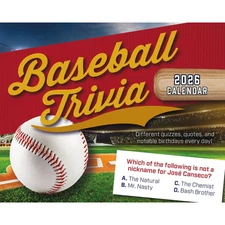 Carousel Calendars,  Baseball Trivia 2026 Desk Calendar, 5.5'' X 5.5'', 16-Month