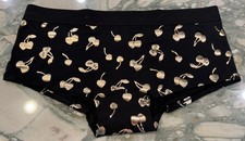 NEW Victoria Secret PINK Cotton Logo Boyshort - Black GOLD Cherries - XL or XXL