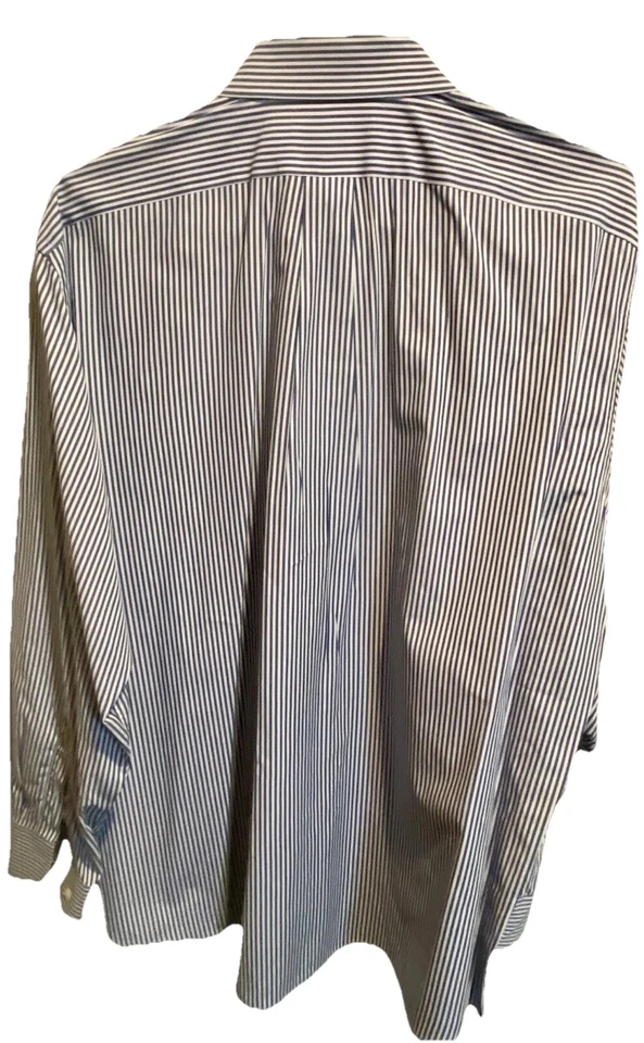 Kenneth Roberts Platinum Dress Shirt Mens 18 34/35 Blue White 80's 2 Ply Cotton - Image 2 of 3