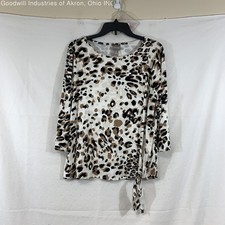 Gently Loved Chico's Leopard Print Women's 3/4 Sleeve Blouse, Sz. 2