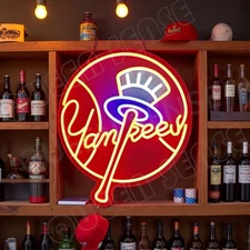 16"x14" New York Yankees Red Logo LED Neon Sign With Dimmer USB Powered Light