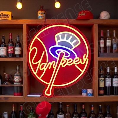 16''x14'' New York Yankees Red Logo LED Neon Sign With Dimmer USB Powered Light
