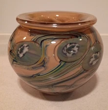 4.75" Heavy 2005 Signed Robert Eickholt Sea Flower Art Glass Vase