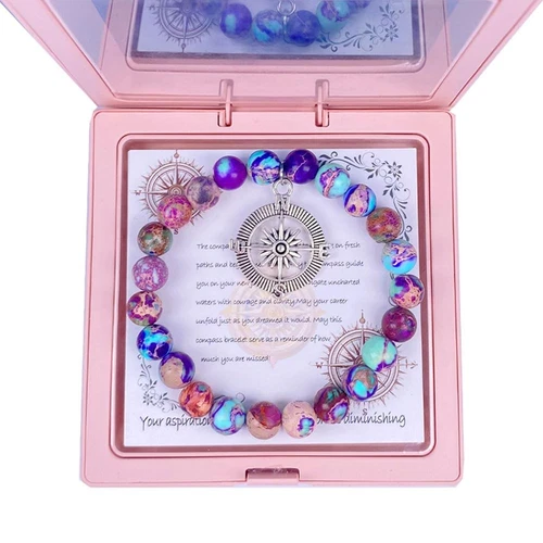 COACH Collaboratore Lascia Regali Bracciale Bussola Bracciale Pietra Naturale Grazie Pensionamento