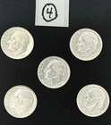 Silver Roosevelt dimes, 1946 - 1964, 90% silver, circulated, lot of 5