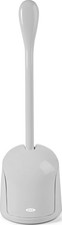 Compact Toilet Brush and Holder Set with Hidden Storage Canister Gray