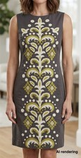 TABITHA x Anthropologie Dark Gray Embroidered Fountain Shift Dress | Size 4