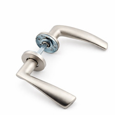 Urfic Lyon Lever on Rose Door Handle Satin Nickel Fire Rated 30/60 FD