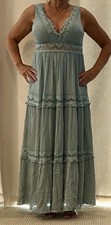 Forever 21-Women's Tiered Embroidery Maxi Sleeveless Lace Dress-Sz M
