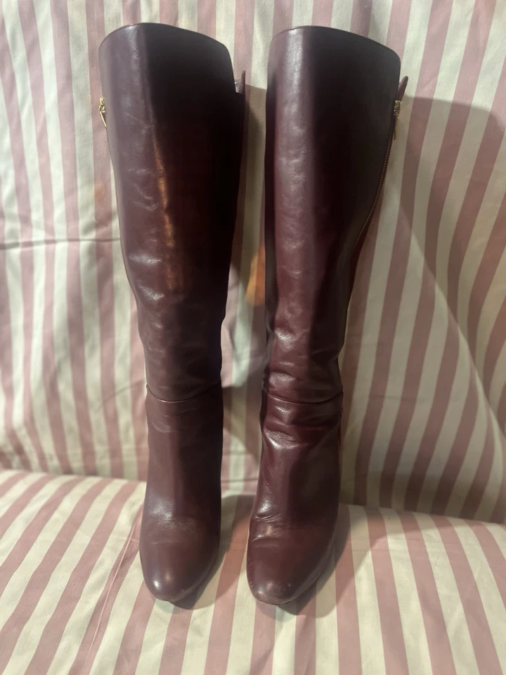 Michael Kors Burgundy Stilletto Suede Knee High Boots Size 8.5M - Image 3 of 4