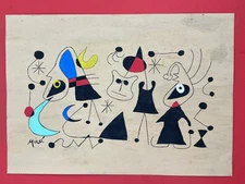 Joan Miro Drawing on paper (Handmade) signed and stamped
