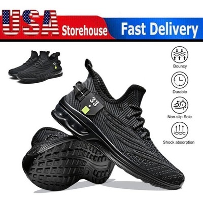 Men's Black Running Shoes Fashion Male Sports Shoes Anti Slip Shock Absorption