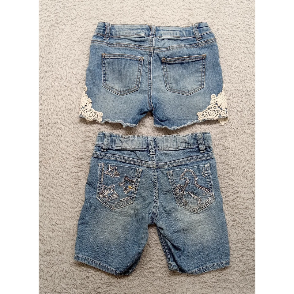 Lote de 2 Pantalones Cortos Jean Route 66 Cat & Jack Niñas 7 Marcas Mixtas Azul Mezcla Algodón Foto 2 de 4