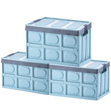 Foldable Storage Boxes with Lids 3-Pack Collapsible Plastic Storage Bins Organ