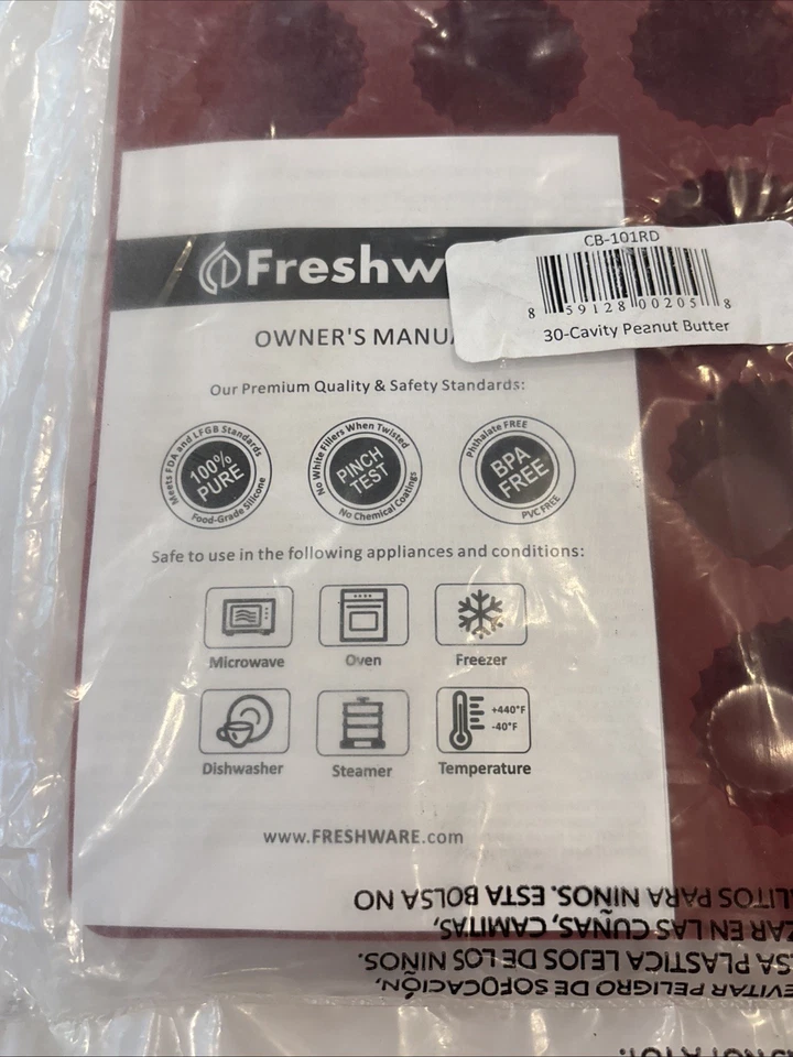 Silicone Molds Peanut Butter Cup [30 Cup] NEW  CB-101RD Freshware - Image 2 of 4