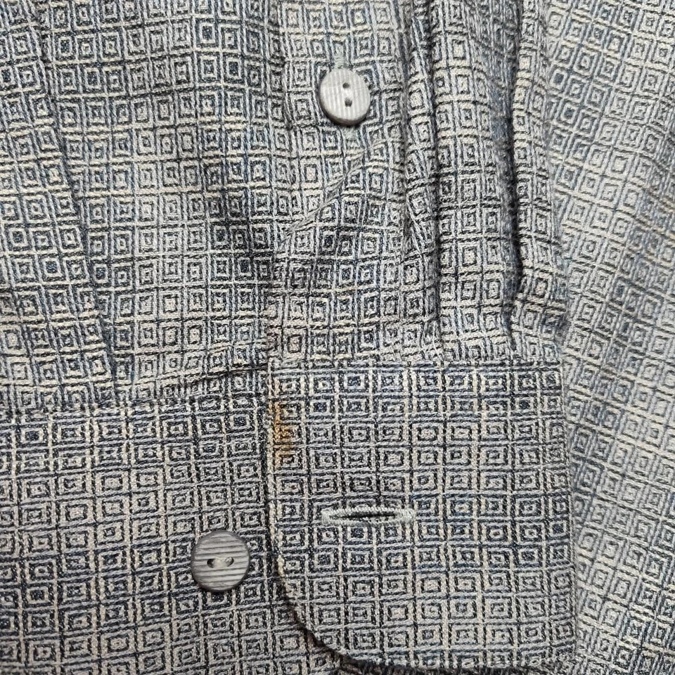 Jhane Barnes Shirt Mens Extra Large Gray Geometric Cotton Rayon Japan Button Up - Image 4 of 4