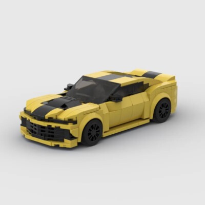 Brick Works Yellow Chevy Camaro MOC LEGO  Building Bricks Racing Sports Car