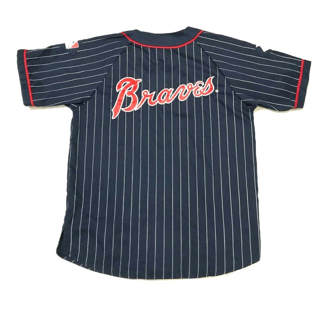 Rare Vintage Starter Atlanta Braves script Pinstripe Jersey Men's Large