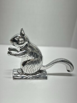 Vtg Holiday Squirrel Nutcracker Cast Aluminum Silver Colored Cute Animal Folk