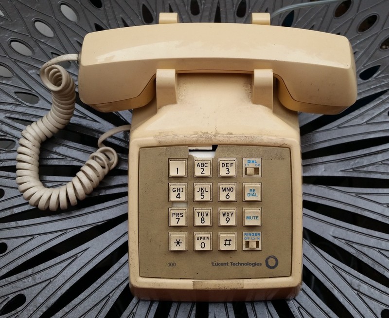 Vintage Tan Push Button Phone Telephone