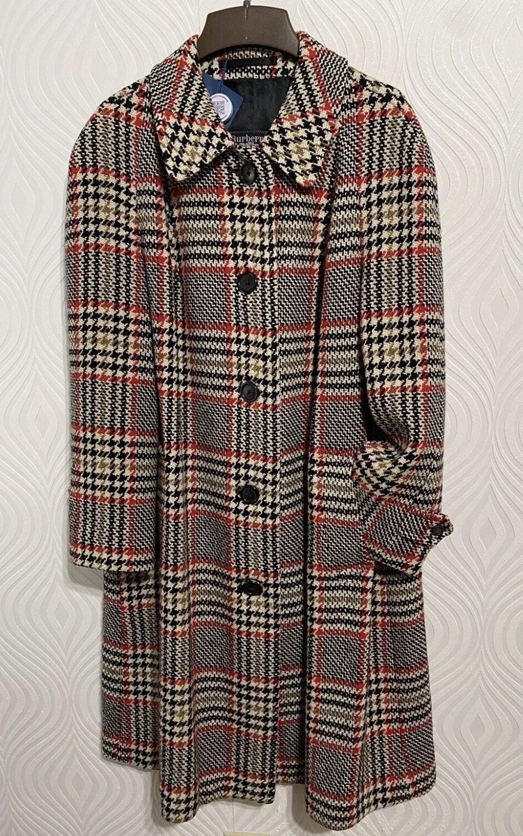 Burberrys Tweed Trench Coat Classic Burberry Check Plaid sz Burberrys Tweed Trench Coat Classic Burberry Check Plaid sz