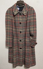 Burberrys Tweed Trench Coat Classic Burberry Check Plaid Sz Xl
