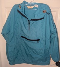 VTG LL Bean Anorak 1/2 Zip Jacket Size S Camping USA Turquise Nylon