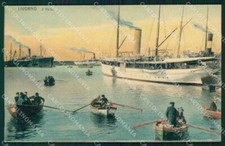 Livorno Città Porto Nave Barche cartolina WX1495