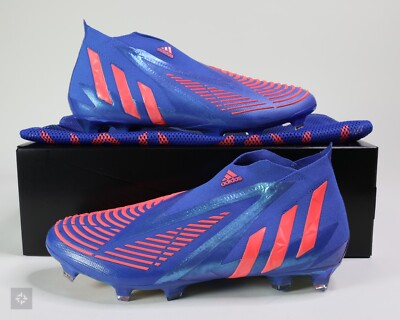 Adidas Predator Edge+ FG Blue Turbo Red Soccer Cleats Men's Size 9-11 (GZ9002)