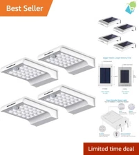 Solar Gutter Lights with 24 LEDs & Motion Sensor - IP65 Waterproof, Pack of 4