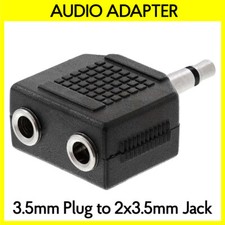3.5mm to 2x 3.5mm Adapter AUX Splitter Mono Audio Port Doubler Connector Coupler