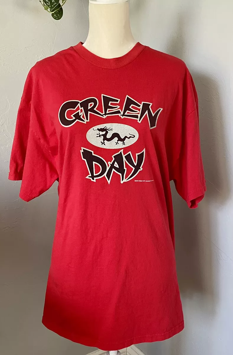 Vintage 2000 GREEN DAY Band Music Dragon Red T-Shirt Men's Size X-Large XL