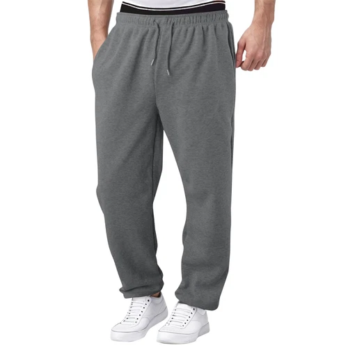 Herren Fleece gefütterte Jogginghose weites gerades Bein Hose unten Sweatpants Jogger - Bild 15 von 54