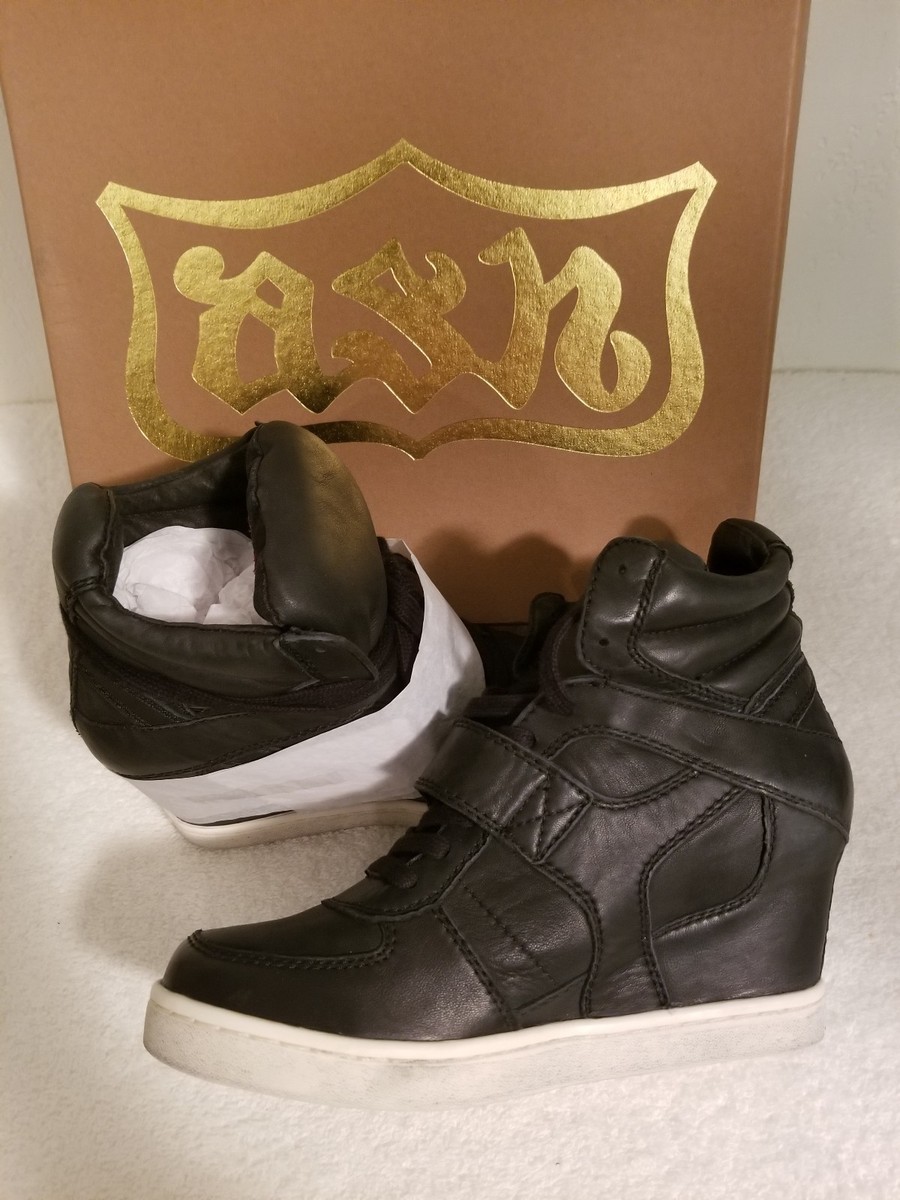 NIB! ASH Cool Ter Wedge Leather Sneakers Size Black