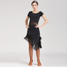Latin Ballroom Dance Dress Modern Salsa Waltz Standard Long Dress N073 Black