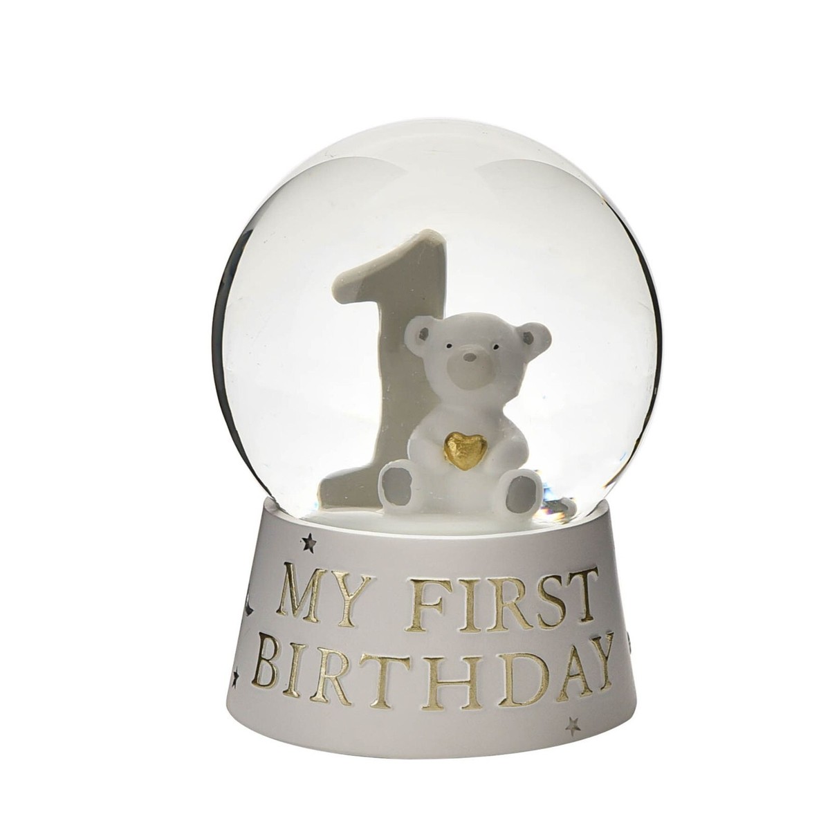 BAMBINO MY 1ST BIRTHDAY SNOW GLOBE WATER BALL CHILDREN'S GIFT CHRISTENING - Main Image
