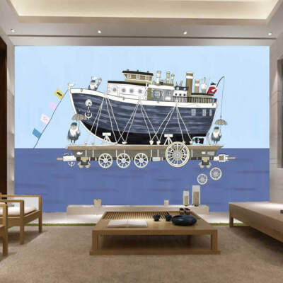 Large Ship Umbrella 3D Full Wall Mural Photo Wallpaper Printing Home Kids Decor