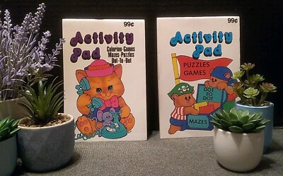 Vtg 1993 Landoll ACTIVITY PADS & Coloring Books Puzzles  Dot To Dot  2pc Lot 