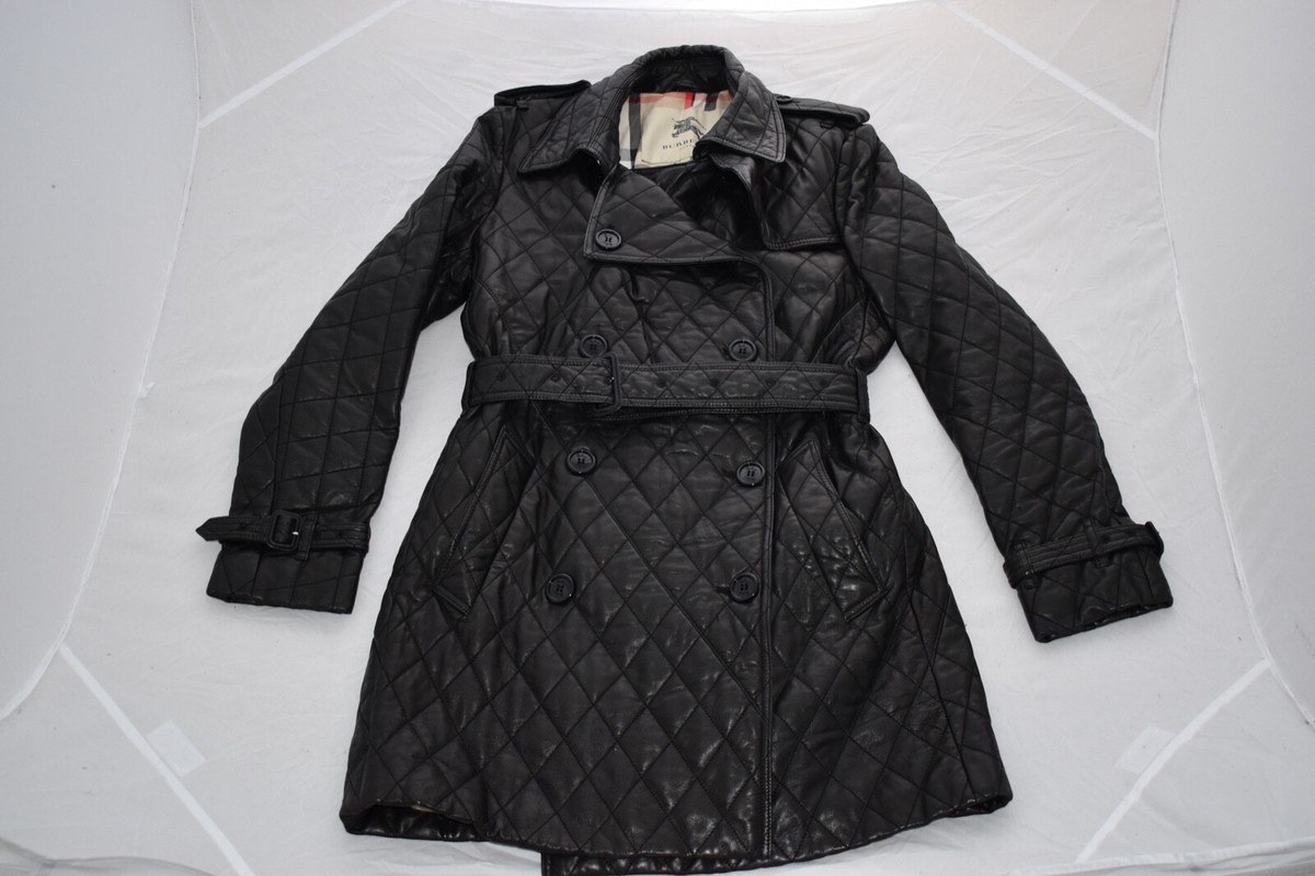 Burberry Black Quilted Leather Button Belted Biker Jacket Burberry Black Quilted Leather Button Belted Biker Jacket