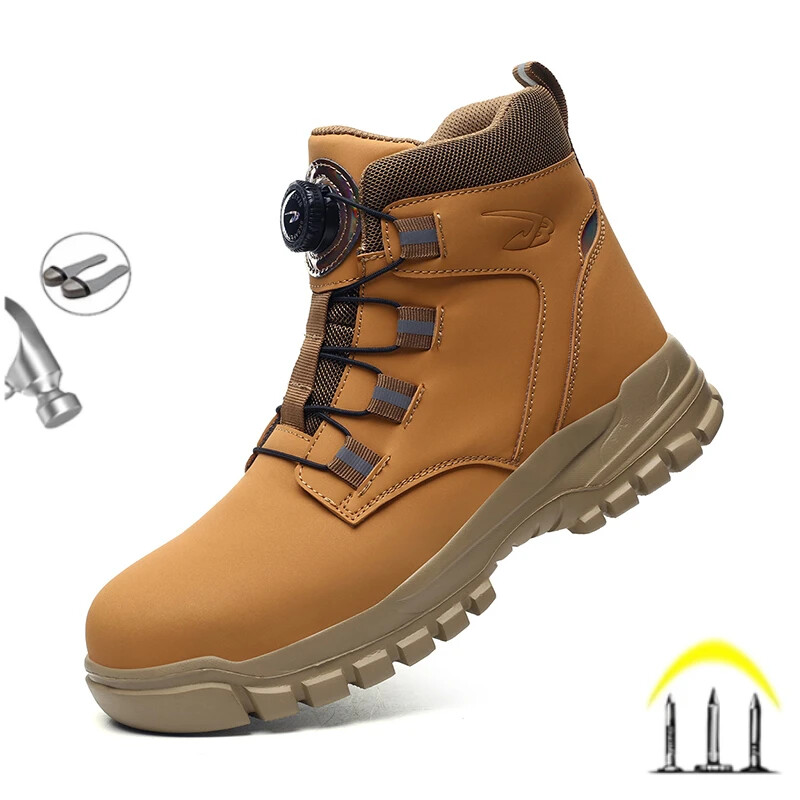 Stylish Safety Boots Leather Anti-Smash Anti-Puncture Work Shoes