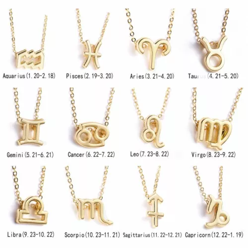 3Pcs/Set 12 Constellations Pendant Necklace Horoscopes Zodiac Women Choker - Picture 5 of 48