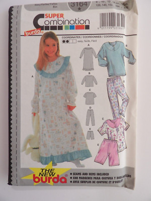 Burda 3164 Night Dress Short Trouser Top Pajama Girl Teen New Uncut Pattern 